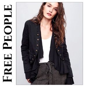 Rare Free People Romantic Ruffles Military Jacket